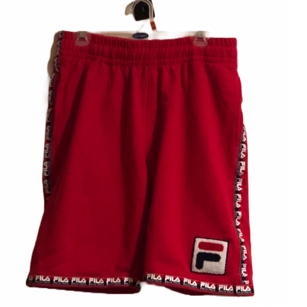 Fila red 80% cotton/20% polyester drawstring athletic shorts